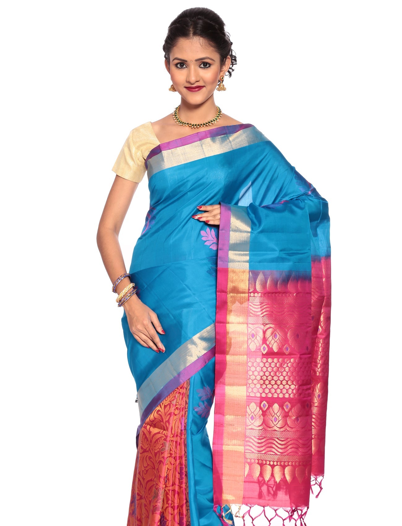 blue patli saree